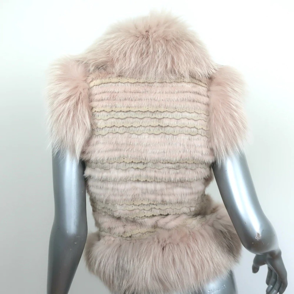 Christian Dior Fur Vest with Scalloped Suede Trim Blush Size US 4 - Picture 5 of 7